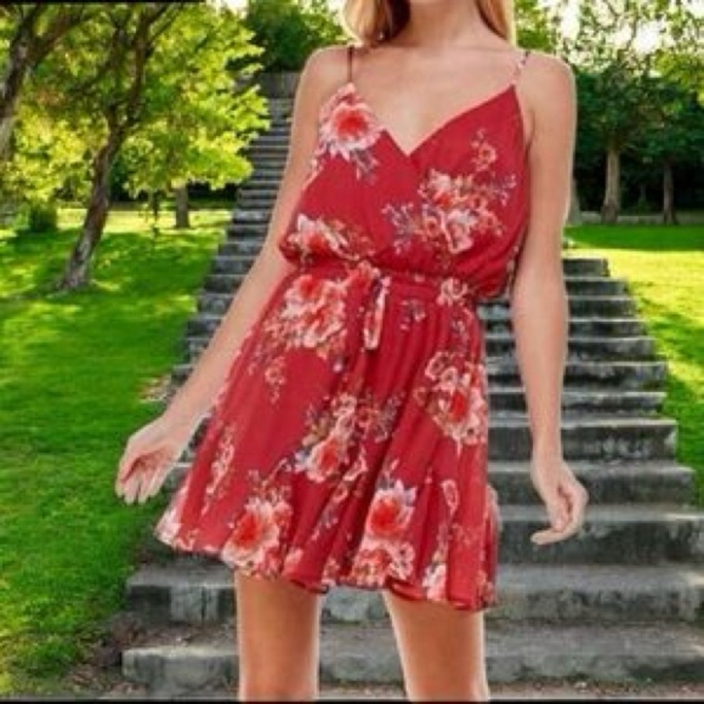 Francesca’s Trixxi Red‎ Floral Mini Dress, XL NWOT
